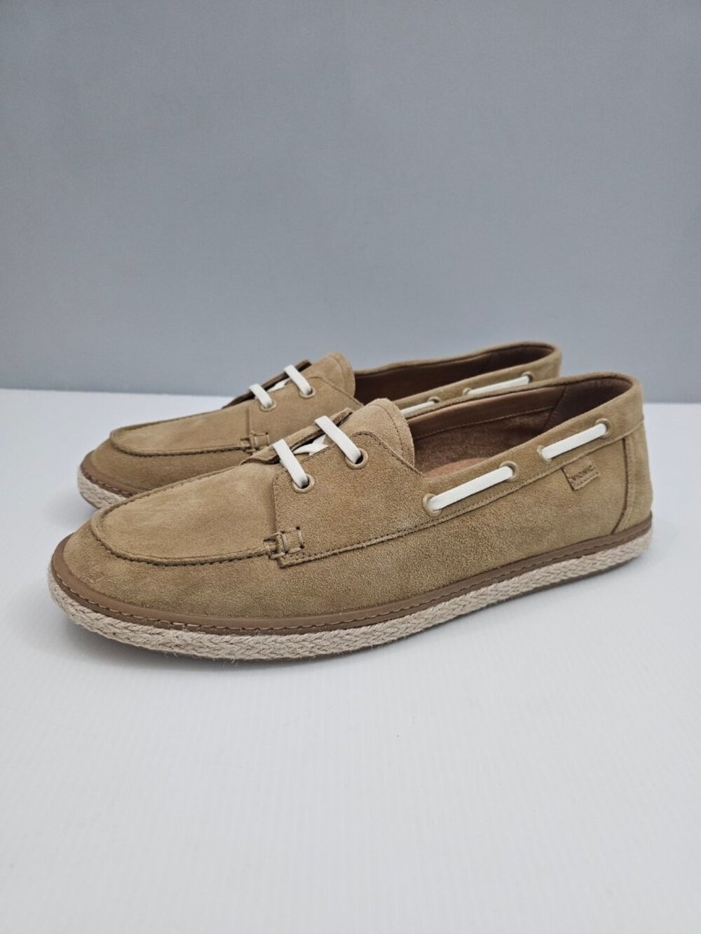 Vionic Bay Boat Shoe Loafers Womens 12 Beige Tan Suede Comfort Espadrille Flats